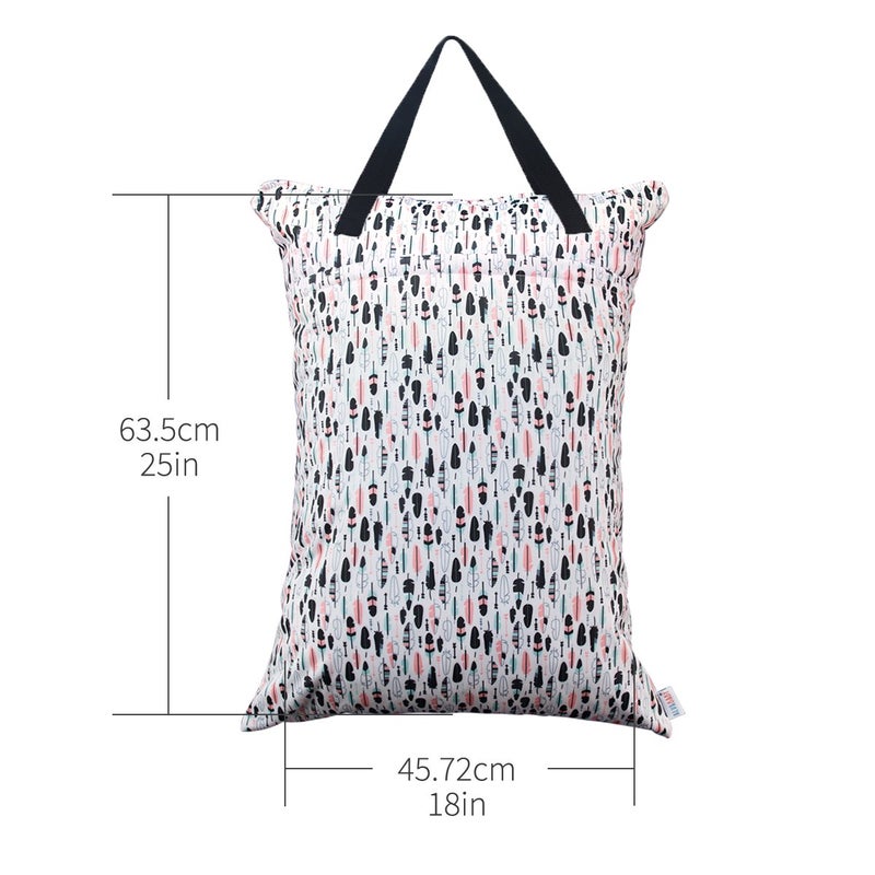 ALVABABY حقيبة ALVABABY الكبيرة المكونة من 2 حزمة للحفاظات القابلة للغسل مع جيوب بسحاب مزدوج 25x18 بوصة (ريشة وخطوط) - Image 5