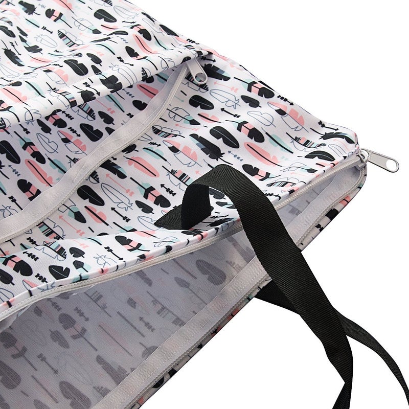 ALVABABY حقيبة ALVABABY الكبيرة المكونة من 2 حزمة للحفاظات القابلة للغسل مع جيوب بسحاب مزدوج 25x18 بوصة (ريشة وخطوط) - Image 2
