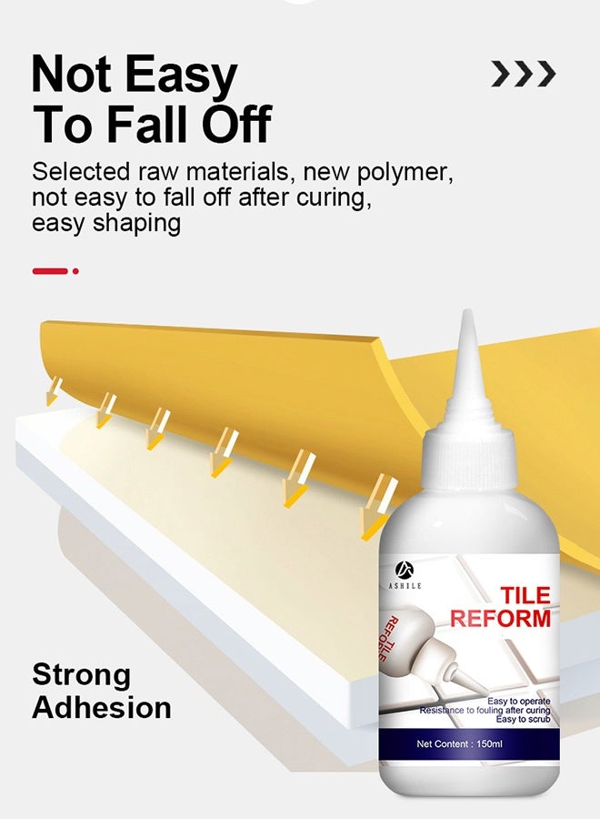 ASHILE 150ML Tiles Gap Filler Waterproof - Tile Grout Paint Filler Tube Grout Caulk Sealant Glue Sealer For Bathroom Shower Kitchen Ceramic Tile Repair Restore And Renew Tile Joints Line Gaps Replace Grout Pen - Argent/Masking Paper/Stitch Balls - Image 3