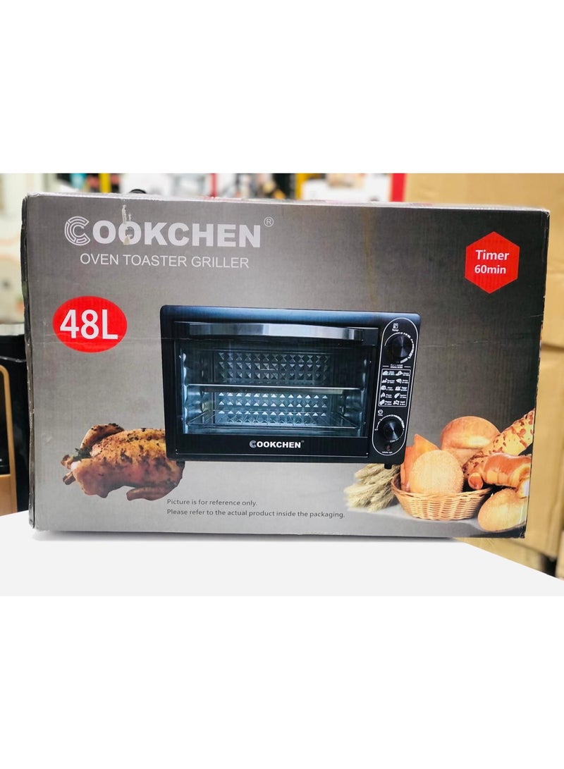 COOKCHEN Electric Oven Toaster Griller, 48L Capacity, 60 Minutes Timer, Black, Compact Kitchen Appliance - Image 2