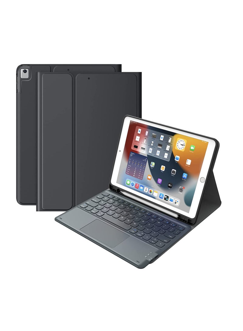 Keyboard With Leather Case for iPad 10.2" And 10.5 Inch iPad 9th & 8th 7th Gen Touchpad Wireless Keyboard For Air 3 Case Built-in Pencil Holder  Black - Image 1