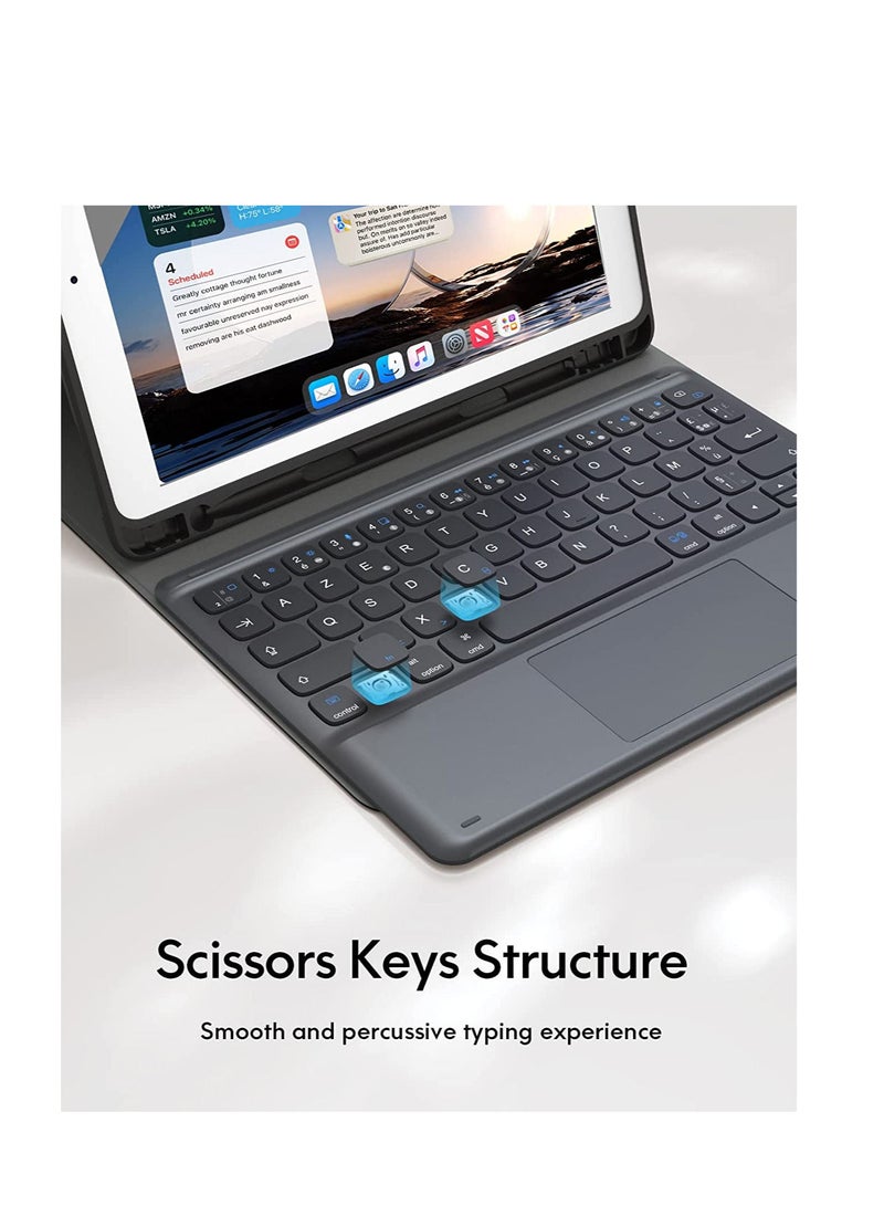 Keyboard With Leather Case for iPad 10.2" And 10.5 Inch iPad 9th & 8th 7th Gen Touchpad Wireless Keyboard For Air 3 Case Built-in Pencil Holder  Black - Image 3