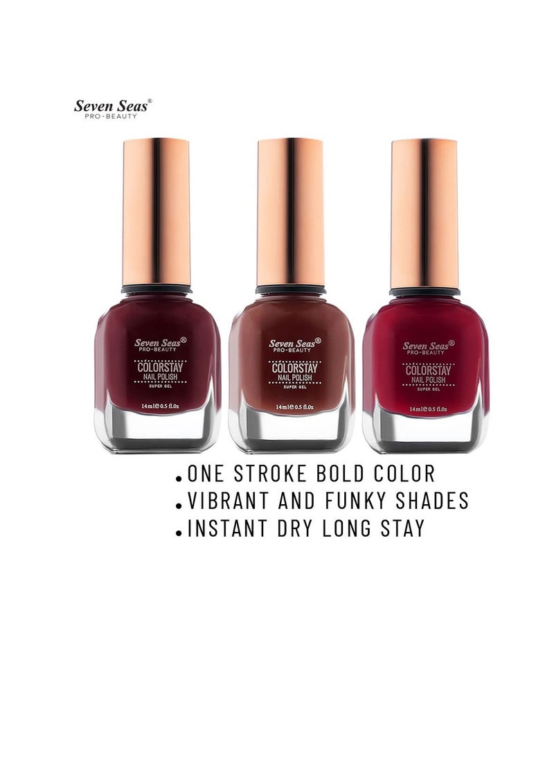 Seven Seas Seven Seas Color Stay Nail Polish Combo Pack of 3 Quick Drying Glossy Finish Long Lasting  No Chip Formula High Shine Nail Polish For Women No Harmful Chemicals  - Image 2