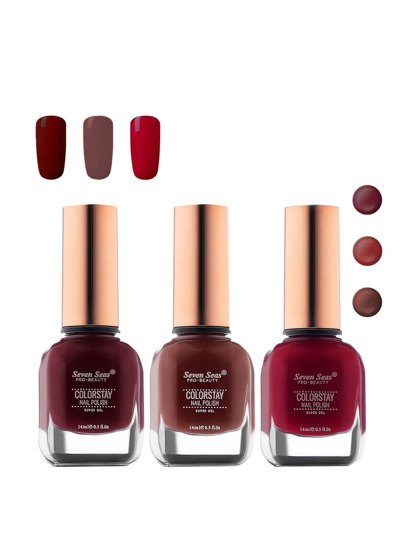 Seven Seas Seven Seas Color Stay Nail Polish Combo Pack of 3 Quick Drying Glossy Finish Long Lasting  No Chip Formula High Shine Nail Polish For Women No Harmful Chemicals  - Image 1