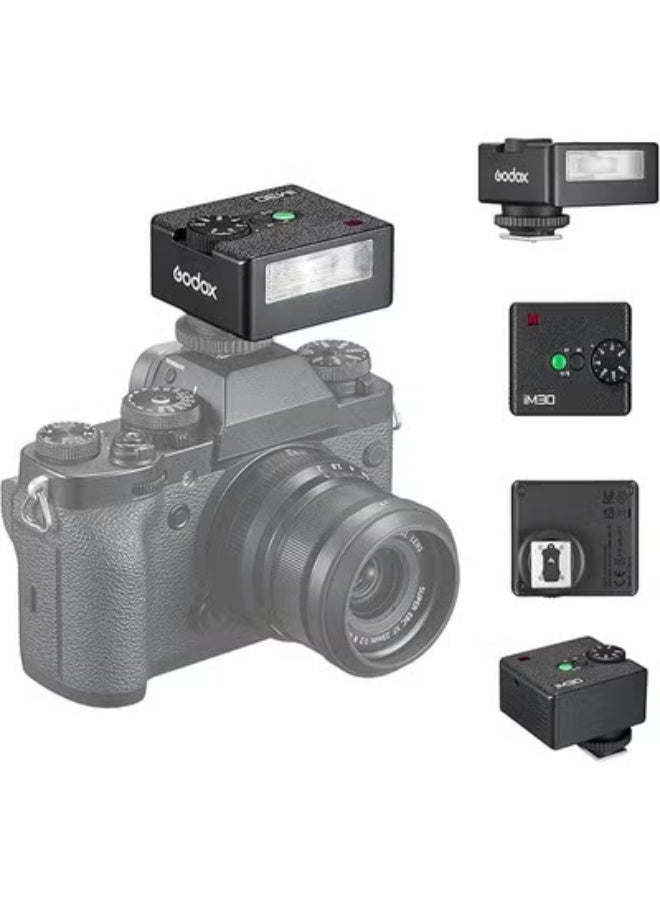 Godox iM30 Camare Flash,Mini Flash Speedlite, CCT 6500K±200K with S1/S2 Optical Control for Fuji, for Canon, for Nikon, for Sony, for Olympus Camare