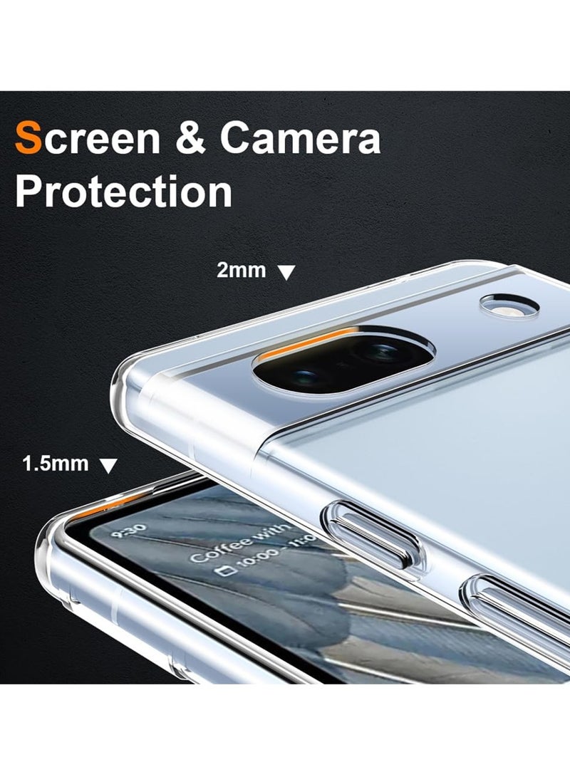 Techie Google Pixel 7a TPU Soft Corner Ultra Slim Clear Case Shockproof Anti Fingerprint Transparent Protective Back Cover - Image 5