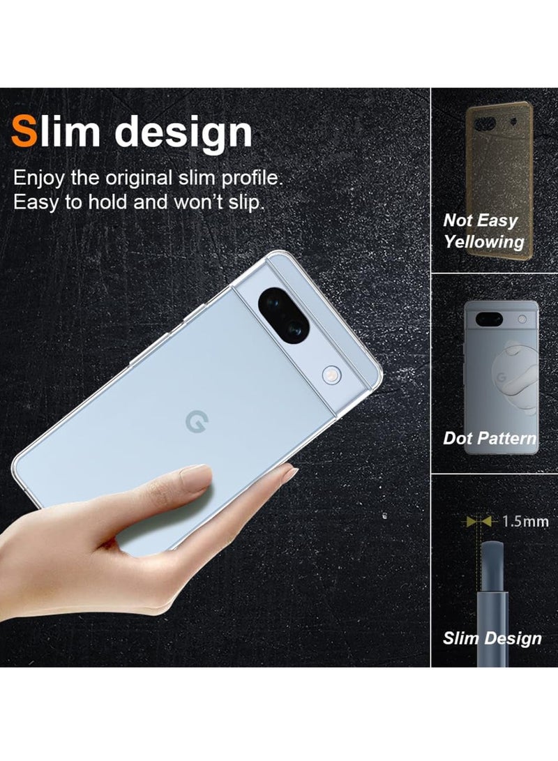 Techie Google Pixel 7a TPU Soft Corner Ultra Slim Clear Case Shockproof Anti Fingerprint Transparent Protective Back Cover - Image 4