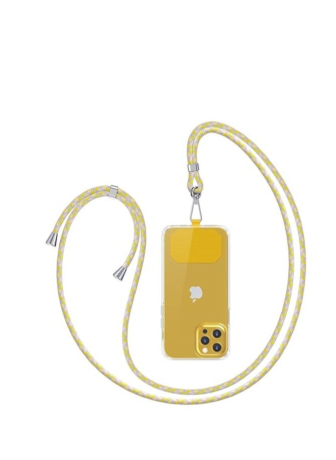 Showday Phone Lanyard, Universal Cell Phone Lanyard with Adjustable Nylon Neck Strap with Most Smartphones Phone Tether Can be Combined with Any Phone Case (Yellow Grey Apricot)  - Image 1