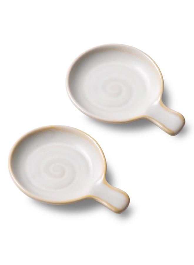 Magclay Coffee Spoon Rest for Coffee Bar, 3.3" Small Ceramic Spoon Holder for Kitchen Counter and Stove Top, Modern Style Coffee Bar Accessories, Set of 2, Matte Reactive White - Image 1