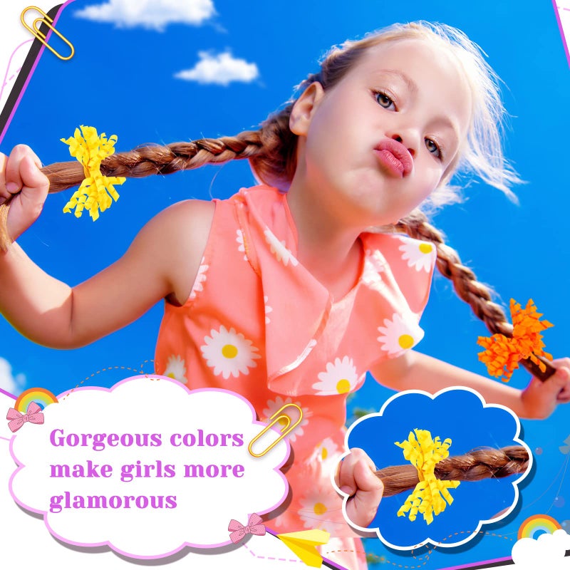 Mtlee 30 Pcs Baby Girls Curly Ribbons Korker Hair Ties Boutique Bow Elastic Rubber Bands Grosgrain Ribbon Elastic Colored Hair Bands Ponytail Holders for Toddlers Kids - Image 3