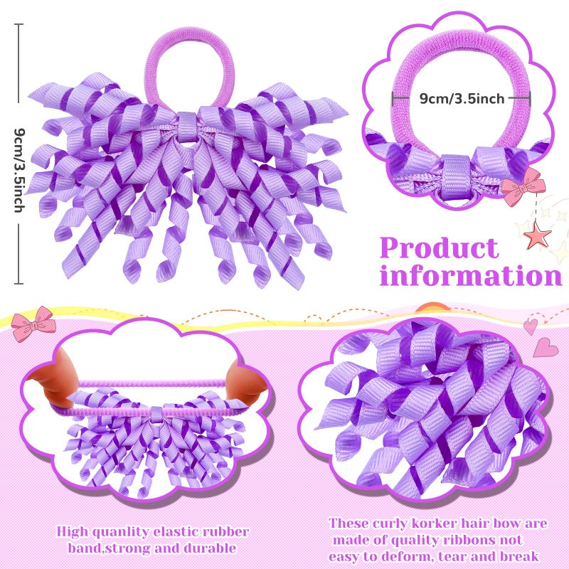 Mtlee 30 Pcs Baby Girls Curly Ribbons Korker Hair Ties Boutique Bow Elastic Rubber Bands Grosgrain Ribbon Elastic Colored Hair Bands Ponytail Holders for Toddlers Kids - Image 2