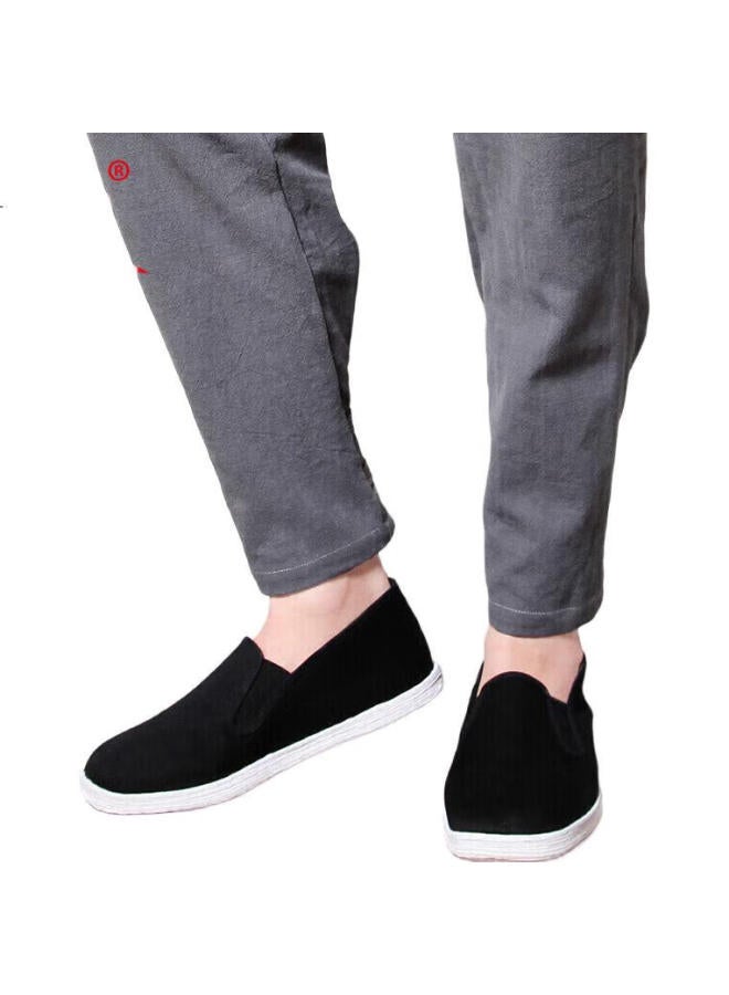 BUSHEYUAN Men'S Traditional Handmade Layered Sole Casual Middle-Aged And Elderly Old Beijing Cloth Shoes Yw8101 Full Cloth Sole Black Size 43 - Image 1