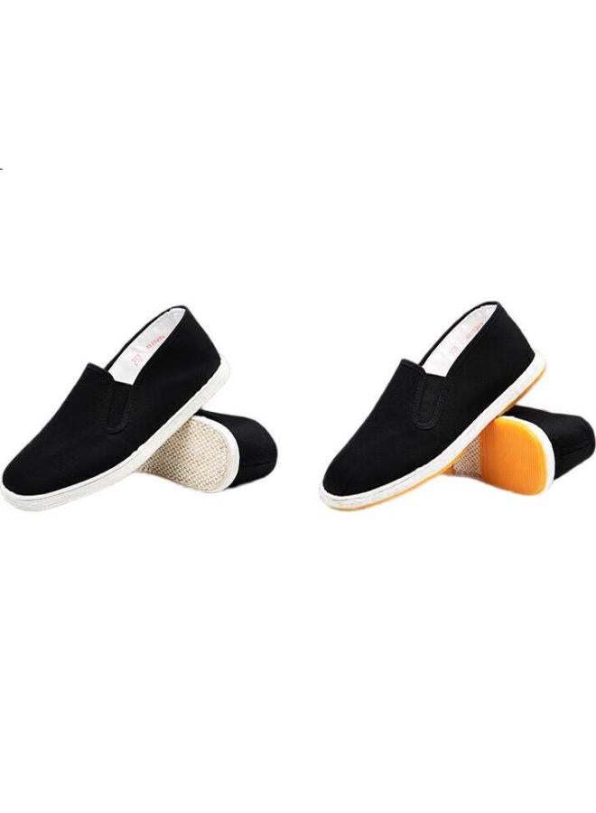 BUSHEYUAN Men'S Traditional Handmade Layered Sole Casual Middle-Aged And Elderly Old Beijing Cloth Shoes Yw8101 Full Cloth Sole Black Size 43 - Image 2