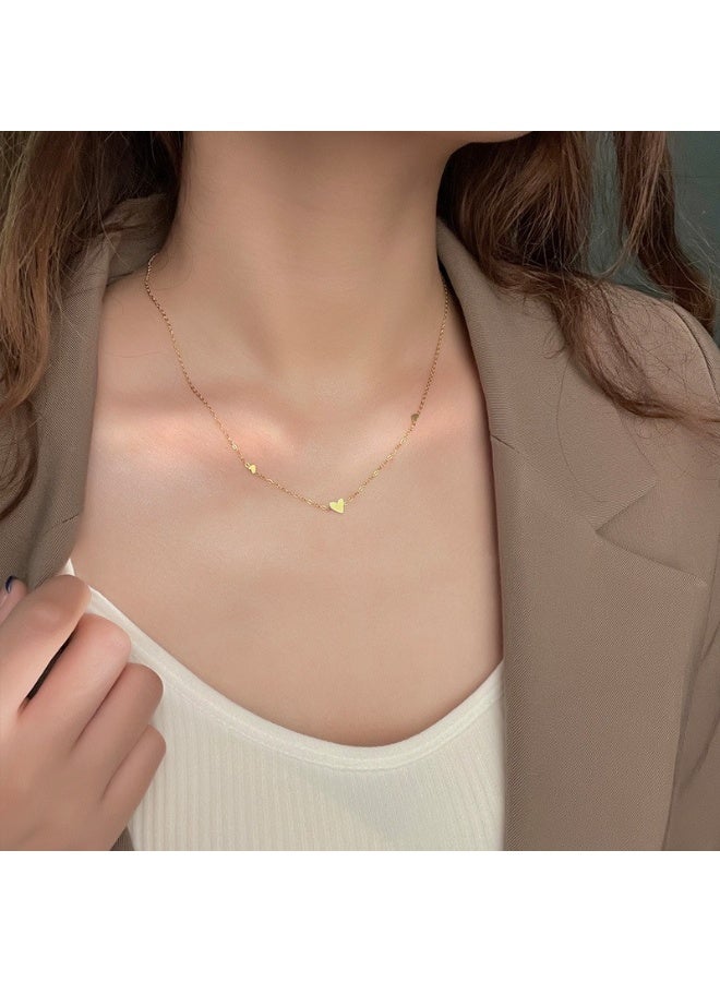 يوكانبي عقد قلب دقيق من الفولاذ التيتانيوم مع سلسلة عظمة الترقوة بتركيب 18K | أنيق، متعدد الاستخدامات، طقم عقد وسوار - Image 3