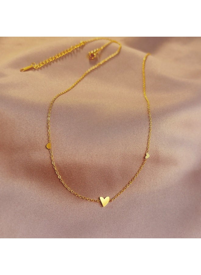 يوكانبي عقد قلب دقيق من الفولاذ التيتانيوم مع سلسلة عظمة الترقوة بتركيب 18K | أنيق، متعدد الاستخدامات، طقم عقد وسوار - Image 4