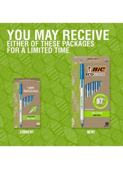Bic Ecolutions Round Stic Ballpoint Pens Medium Point (1.0Mm) 50Count Pack Blue Ink Pens Made From 97% Recycled Plastic  - Image 3