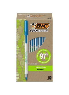 Bic Ecolutions Round Stic Ballpoint Pens Medium Point (1.0Mm) 50Count Pack Blue Ink Pens Made From 97% Recycled Plastic  - Image 2