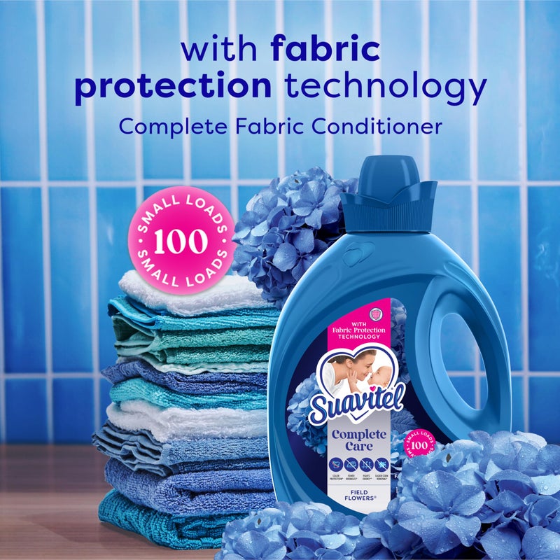 Suavitel Complete Liquid Fabric Softener, Fabric Conditioner, HE Compatible, 100 Small Loads, Field Flowers Scent, 100 fl oz Bottle - Image 3