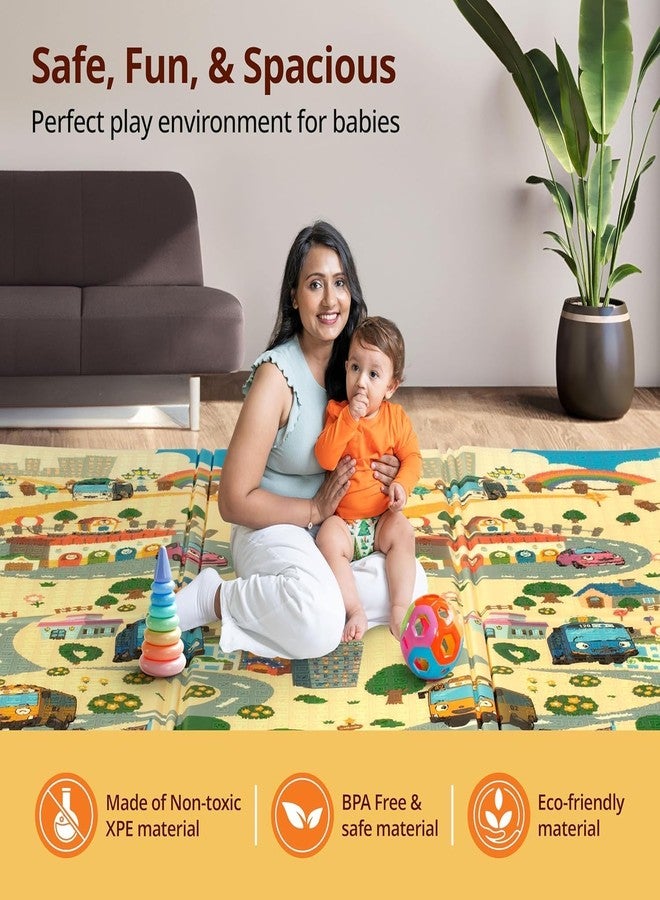 RECLUSE Double Sided Water Proof Baby Play Mat, Infant Play mats for Kids Large Size, Baby Carpet,Crawling Baby Play Mat (Old Village Mat) - Image 4