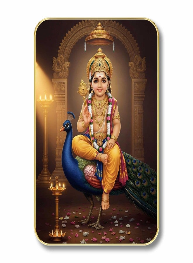 SAF Lord Kartikeya Murugan Wall Art with Table Top Stand & Wall Hanging Hole | Premium MDF Subramanya Swamy Peacock Spiritual Painting for Home Mandir - Image 1