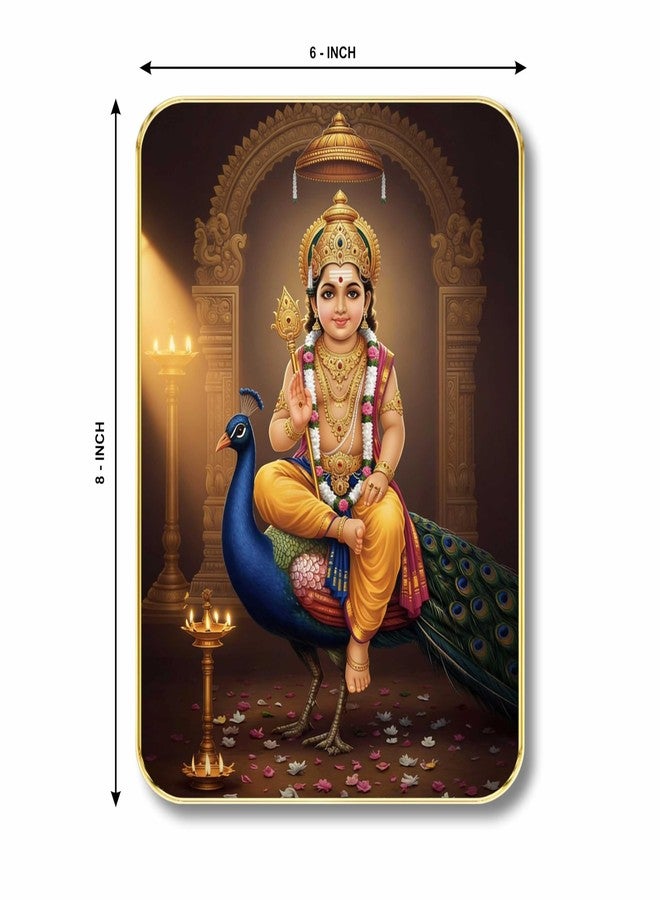 SAF Lord Kartikeya Murugan Wall Art with Table Top Stand & Wall Hanging Hole | Premium MDF Subramanya Swamy Peacock Spiritual Painting for Home Mandir - Image 4