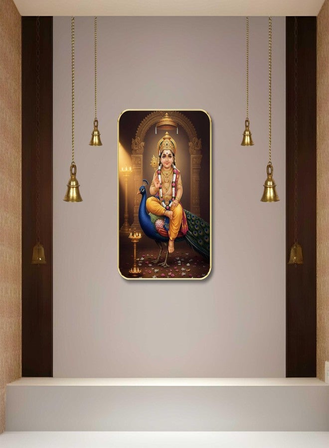 SAF Lord Kartikeya Murugan Wall Art with Table Top Stand & Wall Hanging Hole | Premium MDF Subramanya Swamy Peacock Spiritual Painting for Home Mandir - Image 2