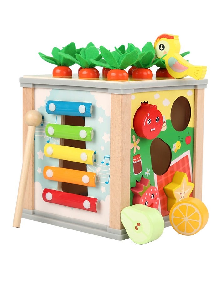 Children's multi-functional six-sided hundred Treasure box Early education Round beads Catch Play piano Shape educational toys - Image 1