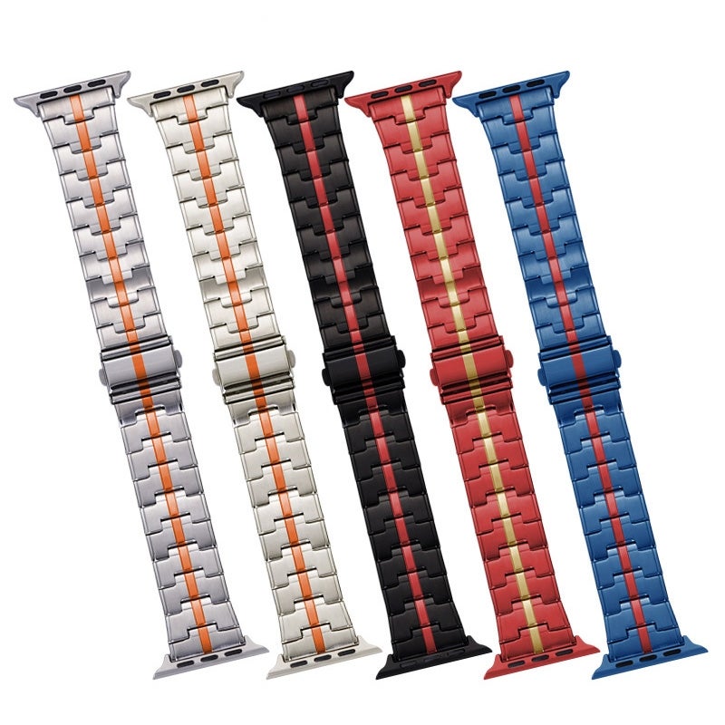 إيروريكس سوار ساعة Apple Watch Series 3 مقاس 42 مم من الفولاذ المقاوم للصدأ (أزرق) - Image 4