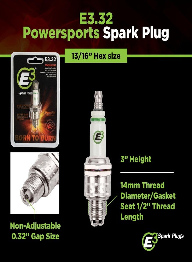 E3 Spark Plugs E3.32 Premium Powersports Spark Plug with DiamondFIRE Technology for Snowmobiles, Personal Watercraft and High-Performance Engines, 14mm, 0.500" Reach, Pack of 1 - Image 4