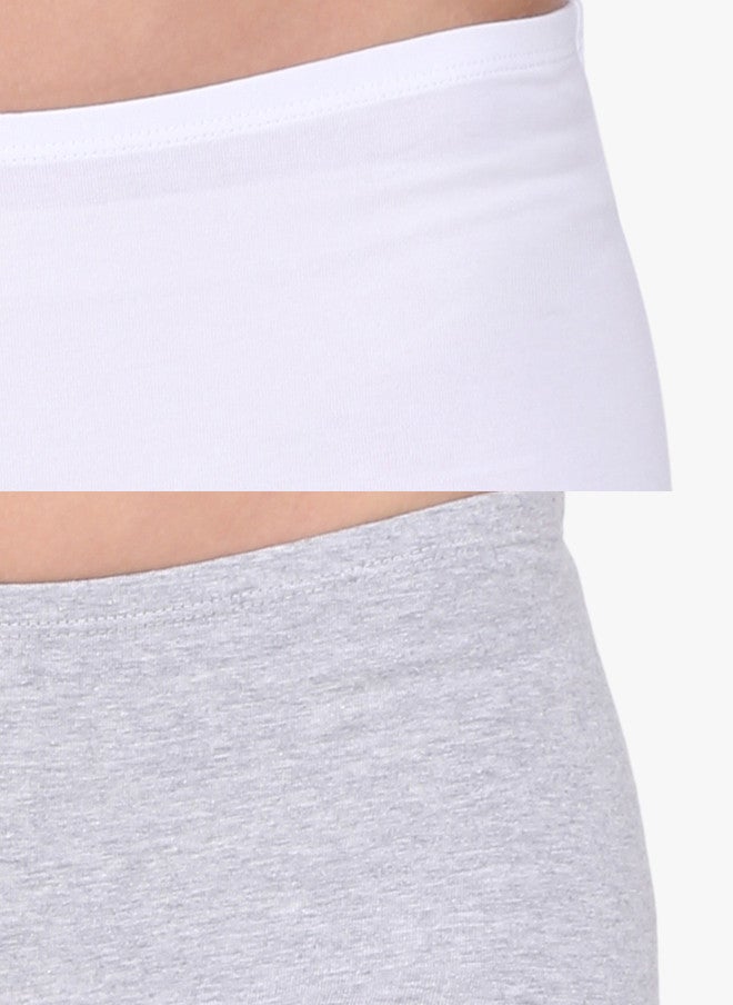 Red Rose Pack of 2 Boy Shorts in Grey and White - Image 5