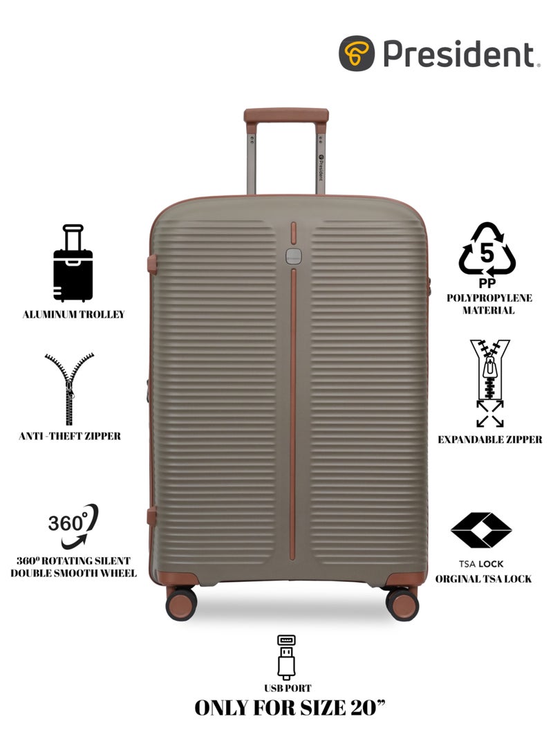 President PP single piece luggage High-quality Travel bag ( L ) spinner wheels, Model -97980 ( CHAMPAGNE ) - Image 5