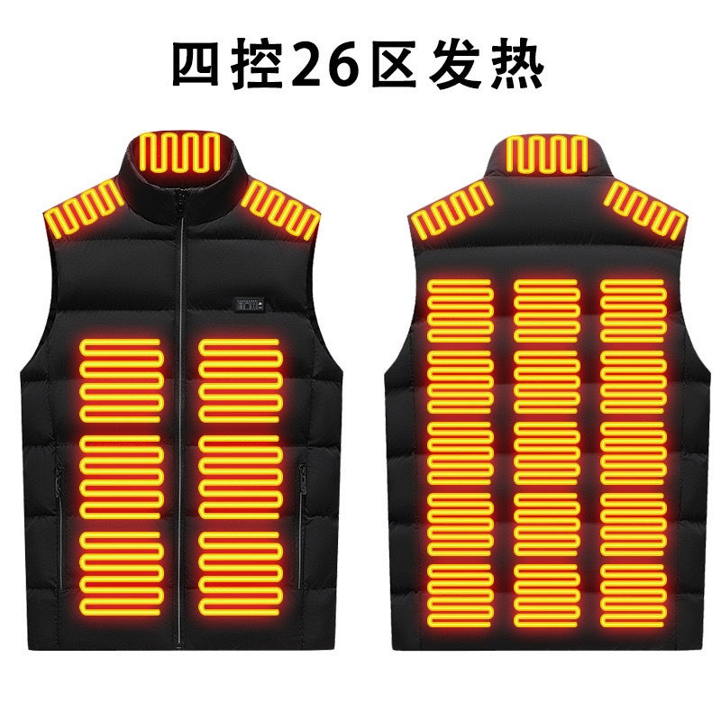Intelligent Heating Vest For 21 District Couple Outdoor Sports Electric Heating Suit Three-Gear Temperature Control Vertical Collar Thickening - Image 1