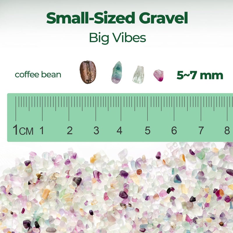 T4U Crystal Chips Stone Crushed Quartz Glass 0.5LB - Fluorite Tumbled Gravel Small Decorative Pebbles Bulk, Mini Polished Rocks Pieces for Crafts, Vases Filler, Succulent Plants, Aquarium Gravel Rocks - Image 3