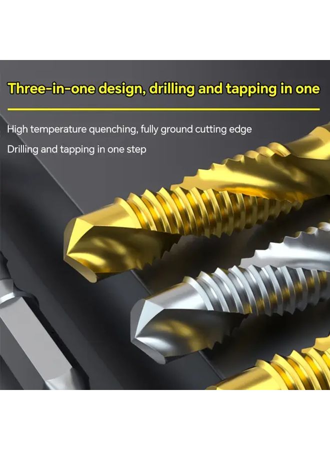 M43 Compound Tap Drill Bit Set 4 Piece M3 4 5 6 Titanium Coated - Image 4