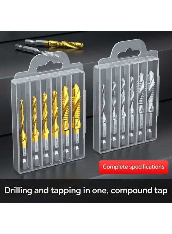 M43 Compound Tap Drill Bit Set 4 Piece M3 4 5 6 Titanium Coated - Image 2
