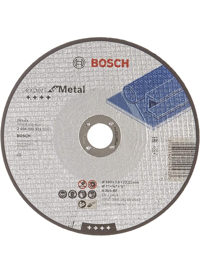BOSCH Expert For Metal Straight Cutting Disc For Large Angle Grinders With Locking Nut 1 Piece 180 Mm Diameter 3.00 Mm Thickness - Image 1