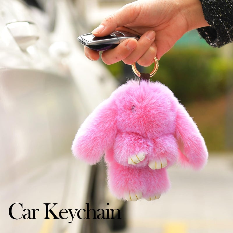 YILANFULL Bunnylulu Keychain Bunny Keychains Cute Plush Key Chain Rabbit Fur Stuffed Animal Strawberry Keyring Bag Handbag Charms Women - Image 3