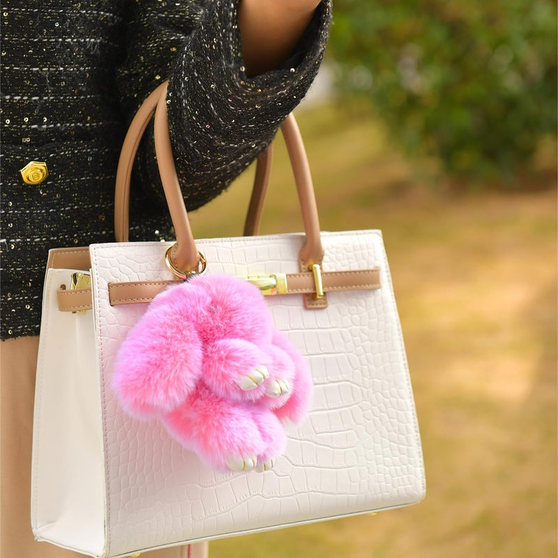 YILANFULL Bunnylulu Keychain Bunny Keychains Cute Plush Key Chain Rabbit Fur Stuffed Animal Strawberry Keyring Bag Handbag Charms Women - Image 2