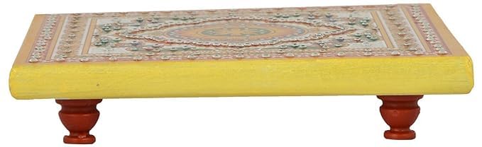 IMAGICART Marble Meenakari Puja ChowkiBajotPeeta Handcrafted Decorative Square Marble Chowki Home Decor 19 cm x 19 cm x 8 cm - Image 2