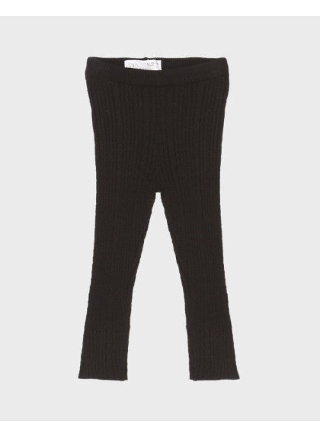 Zara Kids' Solid Color Comfortable Soft Skin-friendly Home Ribbed Knit Jogger Pants - Image 1