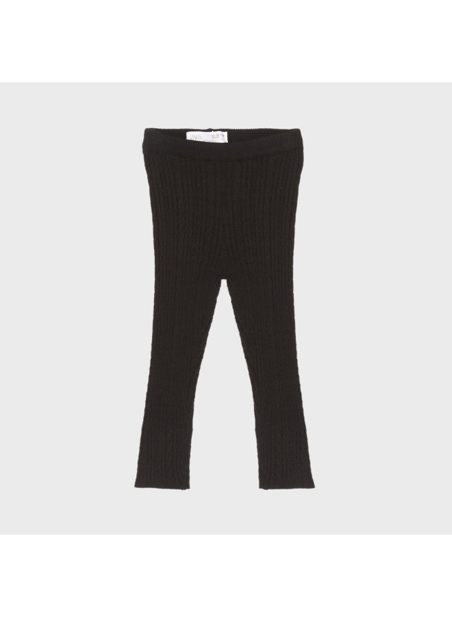 Zara Kids' Solid Color Comfortable Soft Skin-friendly Home Ribbed Knit Jogger Pants - Image 2