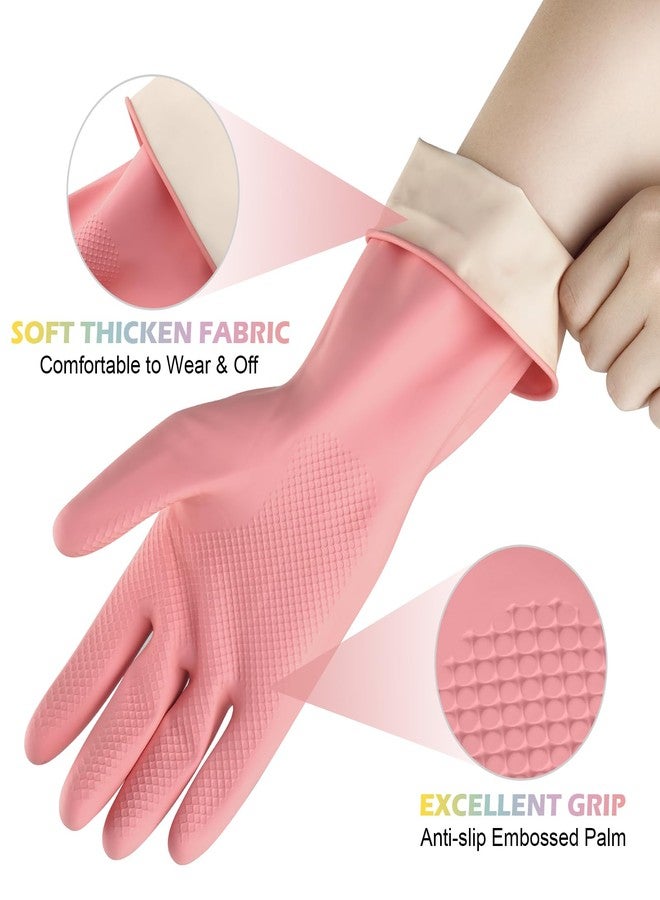 Likealot 4 Pairs Rubber Kitchen Dishwashing Gloves - Colorful Reusable Household Cleaning Gloves Outdoor Chores for Women & Men (Medium) - Image 5