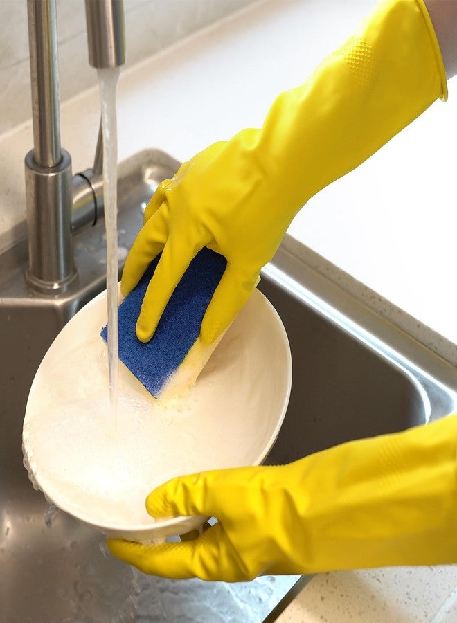 Likealot 4 Pairs Rubber Kitchen Dishwashing Gloves - Colorful Reusable Household Cleaning Gloves Outdoor Chores for Women & Men (Medium) - Image 2