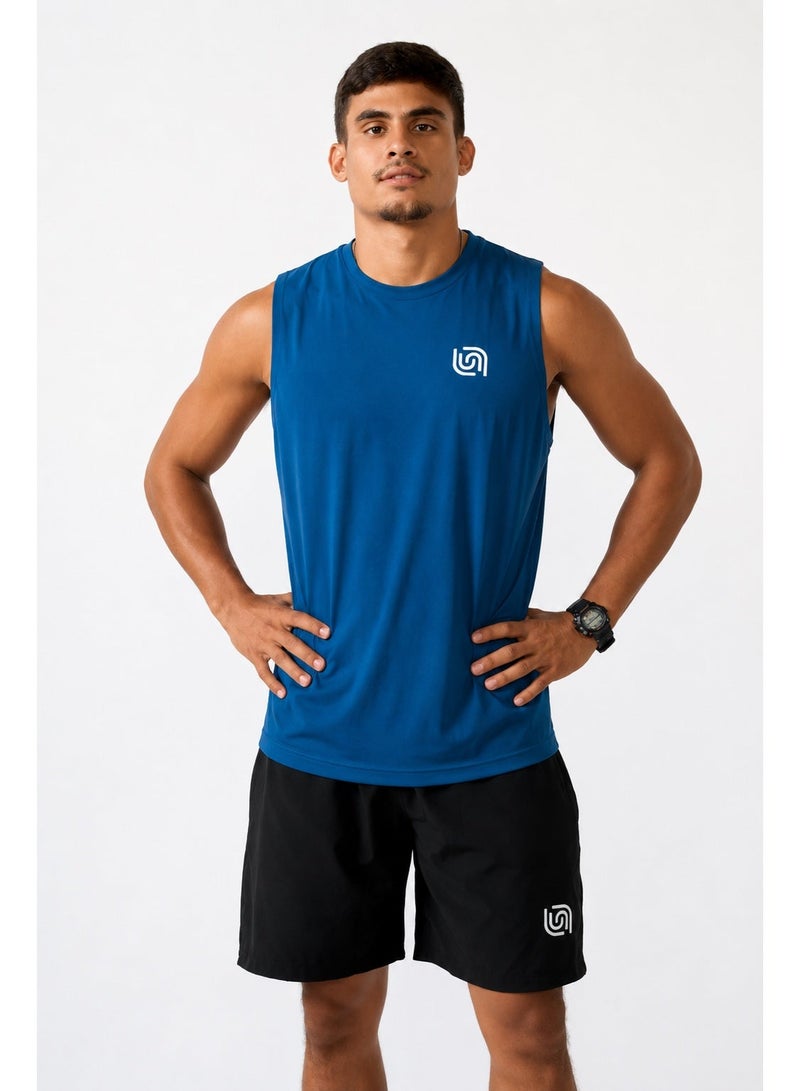 Beyond Sportswear Men's Steel Blue Sleeveless Top - Image 1