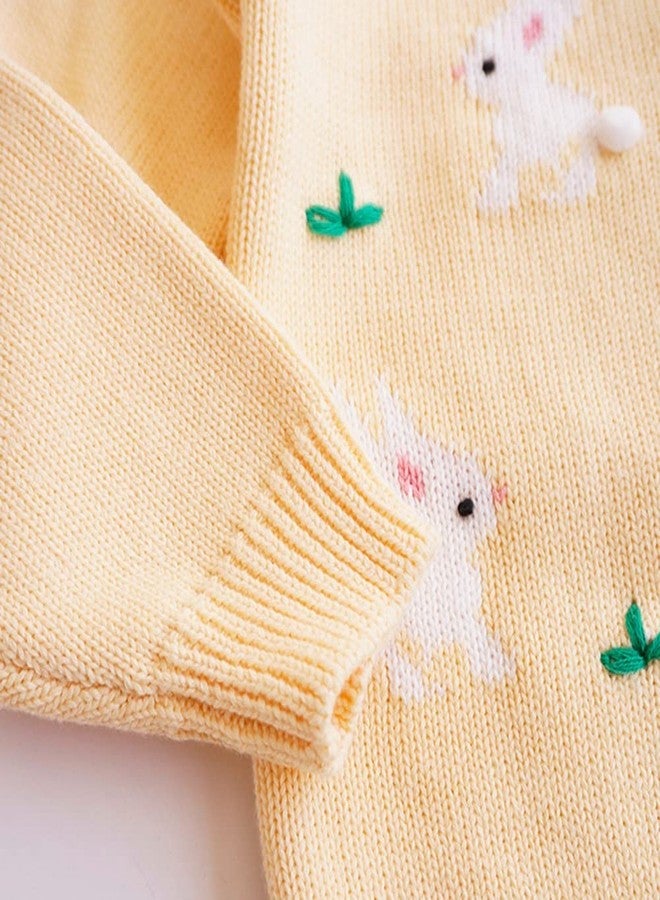 Rolanko Toddler Girls' Sweater Long Sleeve Open Front Button Down Knit Cardigan Kids Top Clothes 1-6 Years (Yellow, 18-24 Months) - Image 2