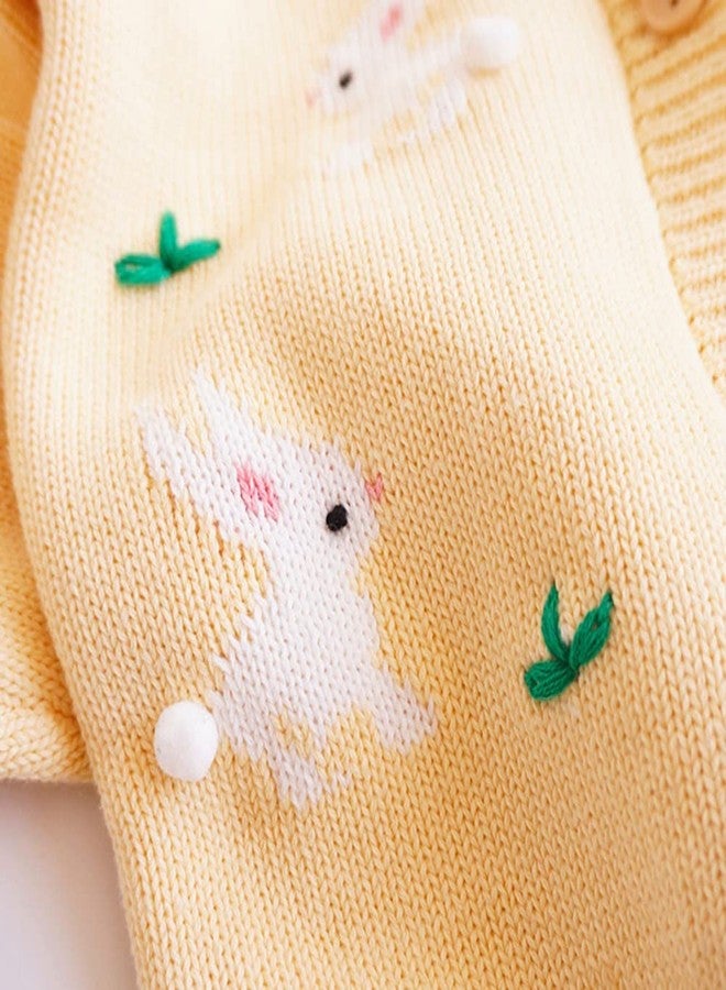 Rolanko Toddler Girls' Sweater Long Sleeve Open Front Button Down Knit Cardigan Kids Top Clothes 1-6 Years (Yellow, 18-24 Months) - Image 4