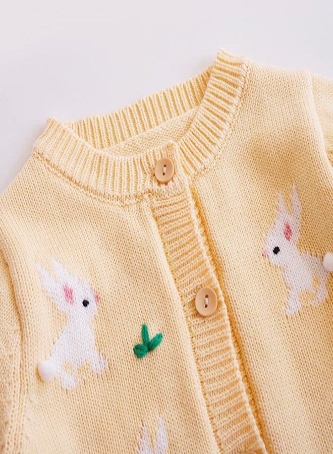 Rolanko Toddler Girls' Sweater Long Sleeve Open Front Button Down Knit Cardigan Kids Top Clothes 1-6 Years (Yellow, 18-24 Months) - Image 3