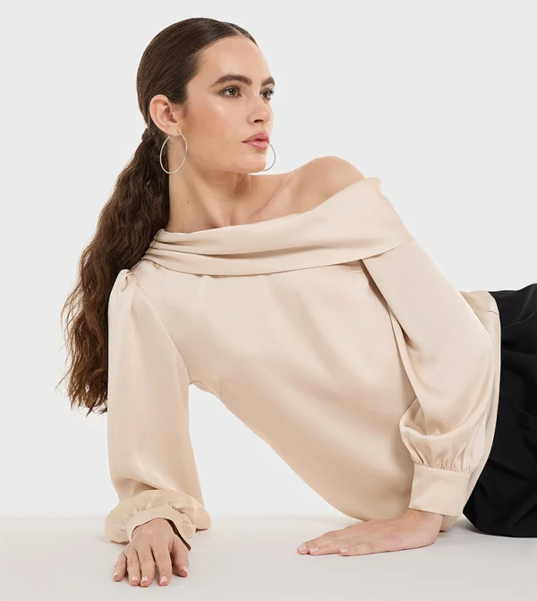 بي سي بي جي BCBG Satin One Shoulder Top