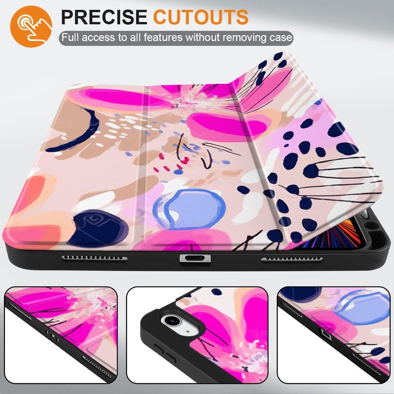 DONGKE Case for iPad 11th Generation 11 Inch 2025 (A16 Chip) & iPad 10th Generation 10.9 Inch 2022 with Pencil Holder-[Auto Wake/Sleep], Trifold Stand Soft TPU Protective Cover, Floral Artistic - Image 3