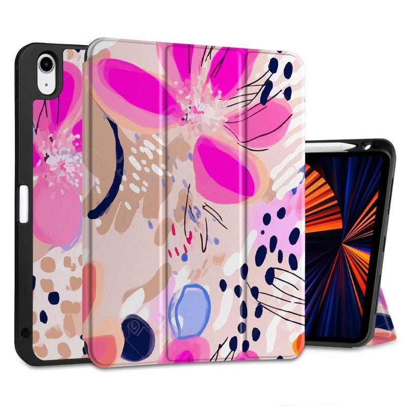 DONGKE Case for iPad 11th Generation 11 Inch 2025 (A16 Chip) & iPad 10th Generation 10.9 Inch 2022 with Pencil Holder-[Auto Wake/Sleep], Trifold Stand Soft TPU Protective Cover, Floral Artistic - Image 1